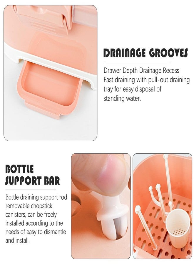DOERDO DD DOERDO Baby Bottle Drying Rack, Portable Large Capacity Toddler Bottles Storage Box with Cover Portable Kitchen Cabinet Organizer for Home Kitchen, 11.6x9.4 Inch, Orange - Image 4
